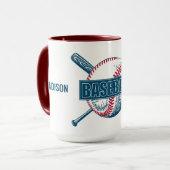 Mug Nom personnalisé, texte et couleur Baseball (Devant gauche)