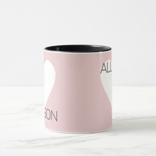Mug Nom personnalisé Texte simple énorme blanc Coeur A (Centre)