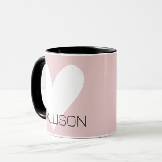 Mug Nom personnalisé Texte simple énorme blanc Coeur A (Devant gauche)