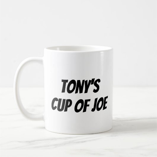 Mug Nom personnalisé "Tony's Cup of Joe" (Gauche)