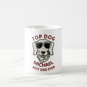 Mug Nom personnalisé Top Chien Papa Fête des pères Caf