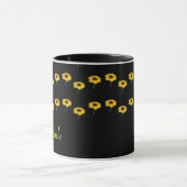 Mug Nom personnalisé tournesols jaunes sur noir (Centre)