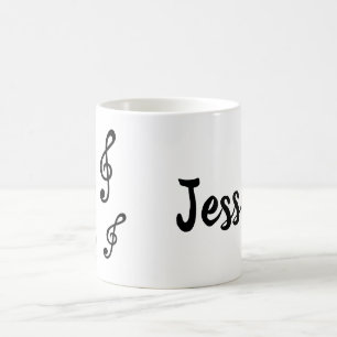 Mug Nom personnalisé Treble Clefs Musical Notes Musiq