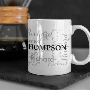 Mug Nom personnalisé typographie noire personnalisée
