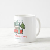Mug Nom personnalisé Vacances Camper rouge Noël (Devant droit)
