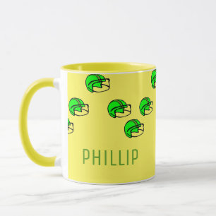 Mug Nom personnalisé vert casque de football jaune