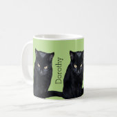 Mug Nom personnalisé vraie par photo de chat noir (Devant gauche)