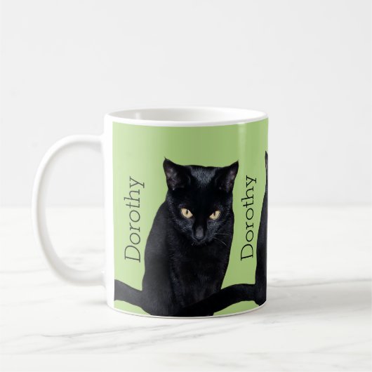 Mug Nom personnalisé vraie par photo de chat noir (Gauche)