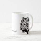 Mug Nom personnel de croquis blanc de noir de tigre (Devant droit)