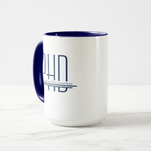 Mug Nom PhD bleu (Devant gauche)