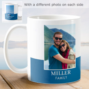 Mug Nom photo personnalisé Bleu moderne