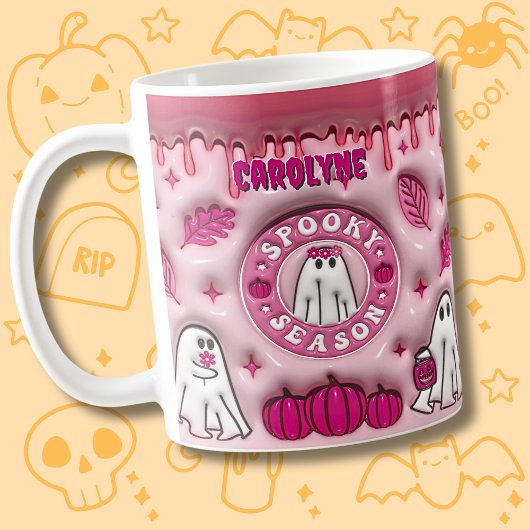 Mug Nom Pink 3D, effet Halloween Ghost Saison Éffrayan