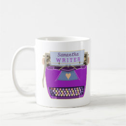 Mug Nom pourpre moderne mignon d'auteur de machine à