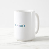 Mug Nom propre Décoratif Chic Simple Bleu Blanc (Devant droit)