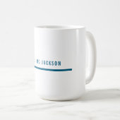 Mug Nom propre Décoratif Chic Simple Bleu Blanc (Devant droit)