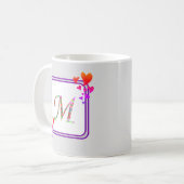 Mug Nom Purple Coeurs colorés Monogramme initial (Devant gauche)
