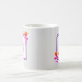 Mug Nom Purple Coeurs colorés Monogramme initial (Centre)