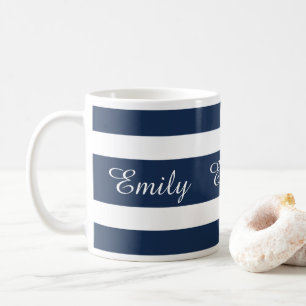 Mug Nom Rayures Bleues Modernes