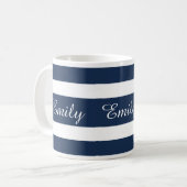 Mug Nom Rayures Bleues Modernes (Devant gauche)