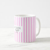 Mug Nom rayures rose tendance moderne nœud main (Devant droit)
