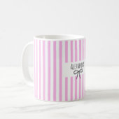 Mug Nom rayures rose tendance moderne nœud main (Devant gauche)
