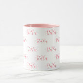 Mug Nom répété en rose partout sur blanc (Centre)