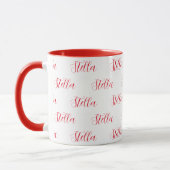 Mug Nom répété en rouge tout blanc (Gauche)