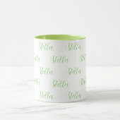 Mug Nom répété en vert clair sur tout blanc (Centre)