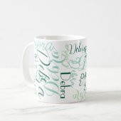 Mug Nom répétitif Typographie motif vert (Devant gauche)