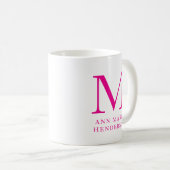 Mug Nom rose chaud et monogramme (Devant droit)