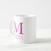 Mug Nom rose chaud et monogramme (Devant gauche)