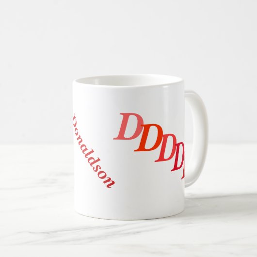 Mug - Nom rouge et initiale (Devant droit)