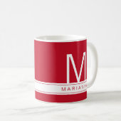 Mug Nom Rouge personnalisé Premier Monogramme Moderne  (Devant droit)