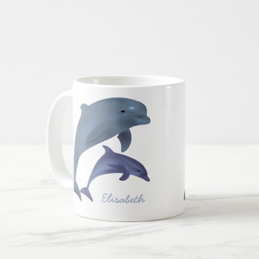 Mug Nom sautant d'illustration de dauphins (Devant gauche)