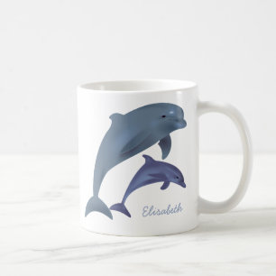 Mug Nom sautant d'illustration de dauphins