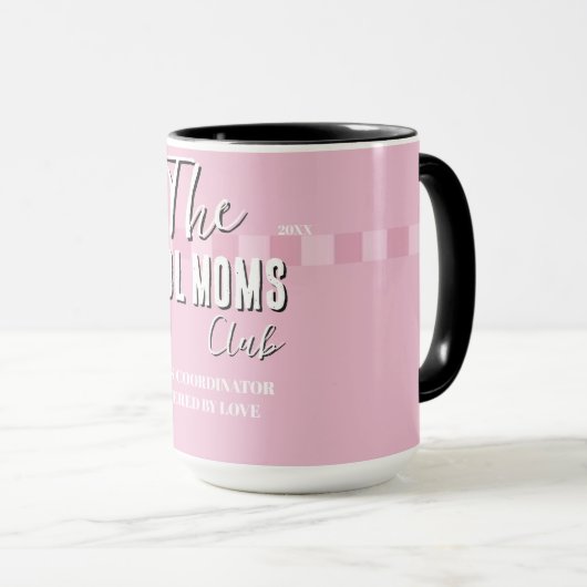 Mug Nom Script Vintage Rayure Rose (Devant droit)