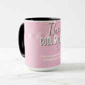 Mug Nom Script Vintage Rayure Rose (Devant gauche)