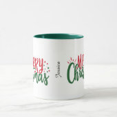 Mug Nom simple Joyeux Noël rouge et vert (Centre)