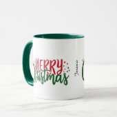 Mug Nom simple Joyeux Noël rouge et vert (Devant gauche)