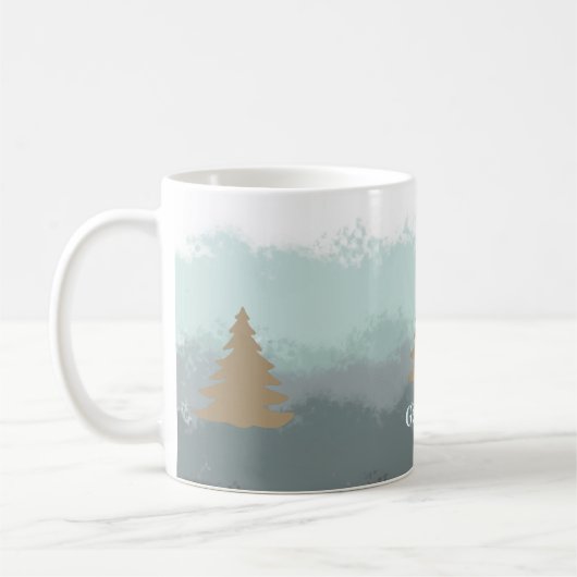 Mug Nom simple mignon turquoise ombre or moderne cabin (Gauche)