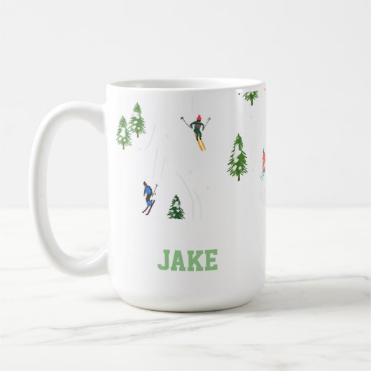 Mug Nom Skieurs alpins Ski Illustration Skier (Gauche)