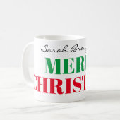 Mug Nom sur Joyeux Noël 11oz Classique (Devant gauche)