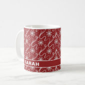 Mug Nom Tourbillon Flocon de Neige Rouge (Devant gauche)