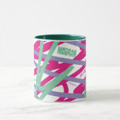 Mug Nom Tout sur les lignes rose violet Turquoise Cool (Centre)