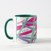 Mug Nom Tout sur les lignes rose violet Turquoise Cool (Gauche)
