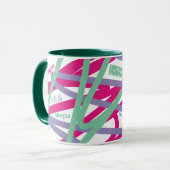 Mug Nom Tout sur les lignes rose violet Turquoise Cool (Devant gauche)