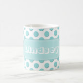 Mug Nom turquoise personnalisé de pois (Centre)