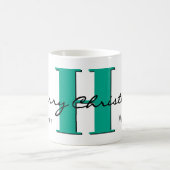 Mug Nom, Turquoise Vert Décembre | Joyeux Noël (Centre)