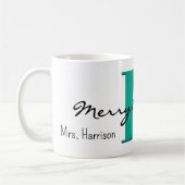 Mug Nom, Turquoise Vert Décembre | Joyeux Noël (Gauche)