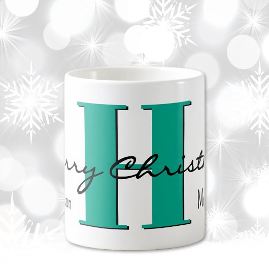 Mug Nom, Turquoise Vert Décembre | Joyeux Noël